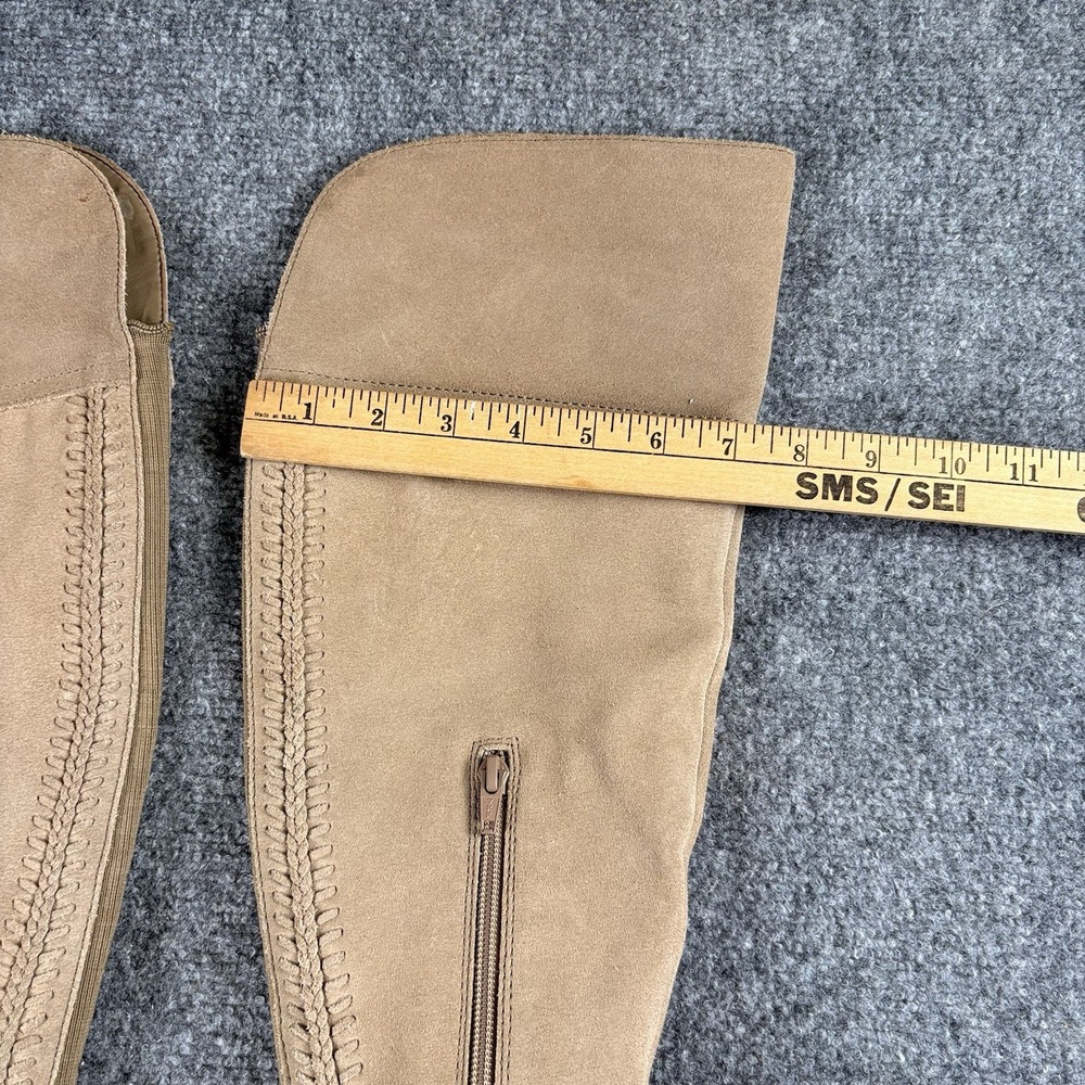 Vince Camuto Bendra Tall Boots Women's 6.5M Taupe Suede Side Zip Riding Low Heel - Picture 5 of 15
